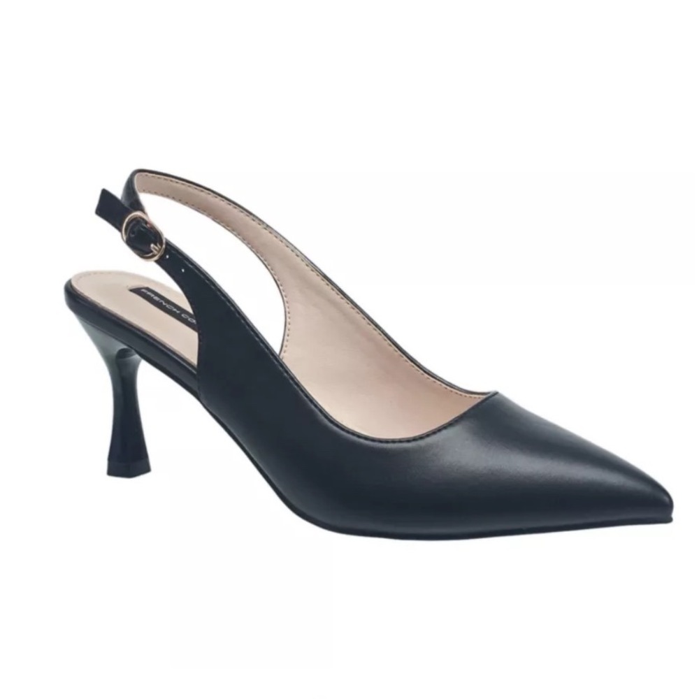 French Connection Brenna Black Pointed Slingback Kitten Heels Women's Size 9
